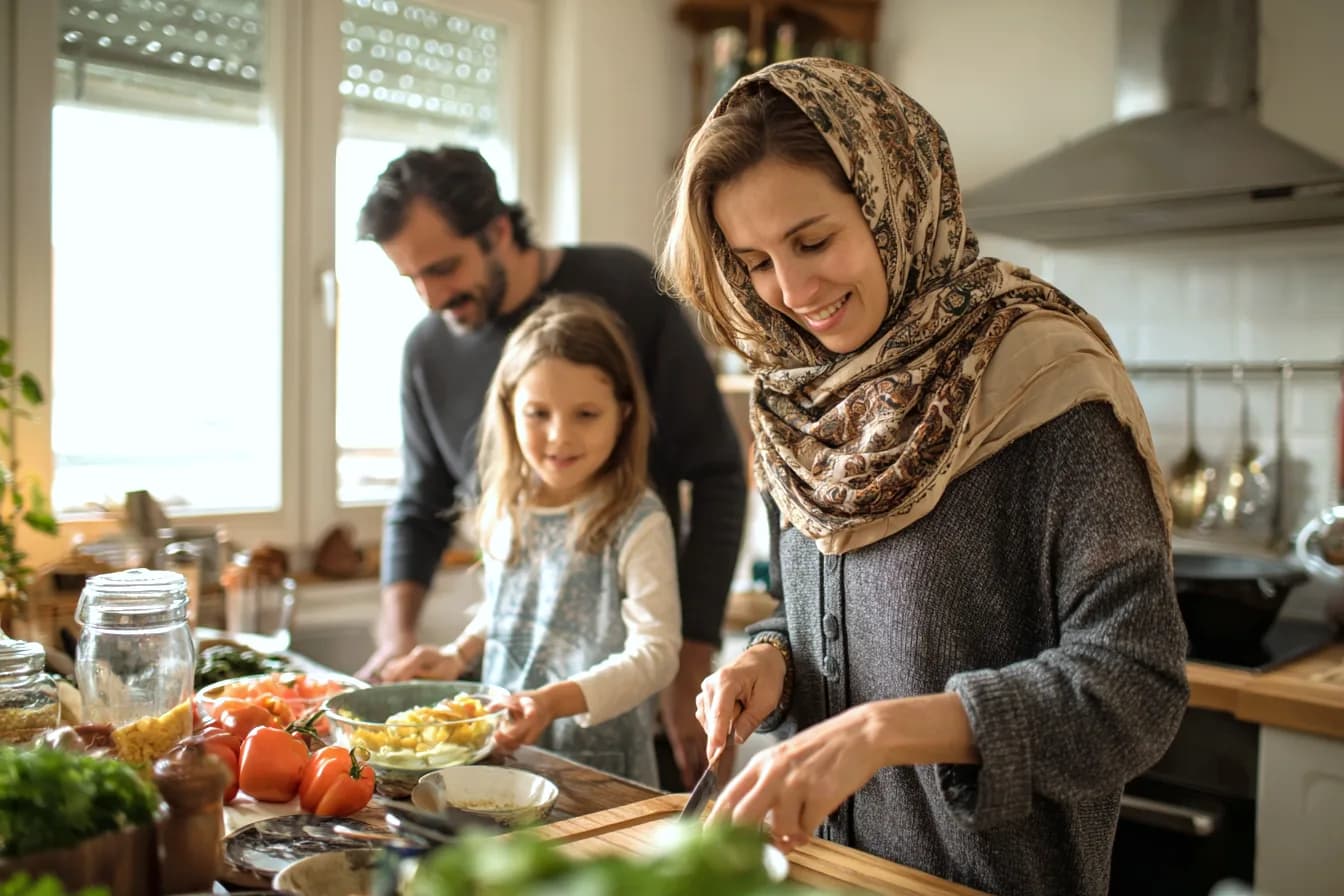 Familie in einer Küche